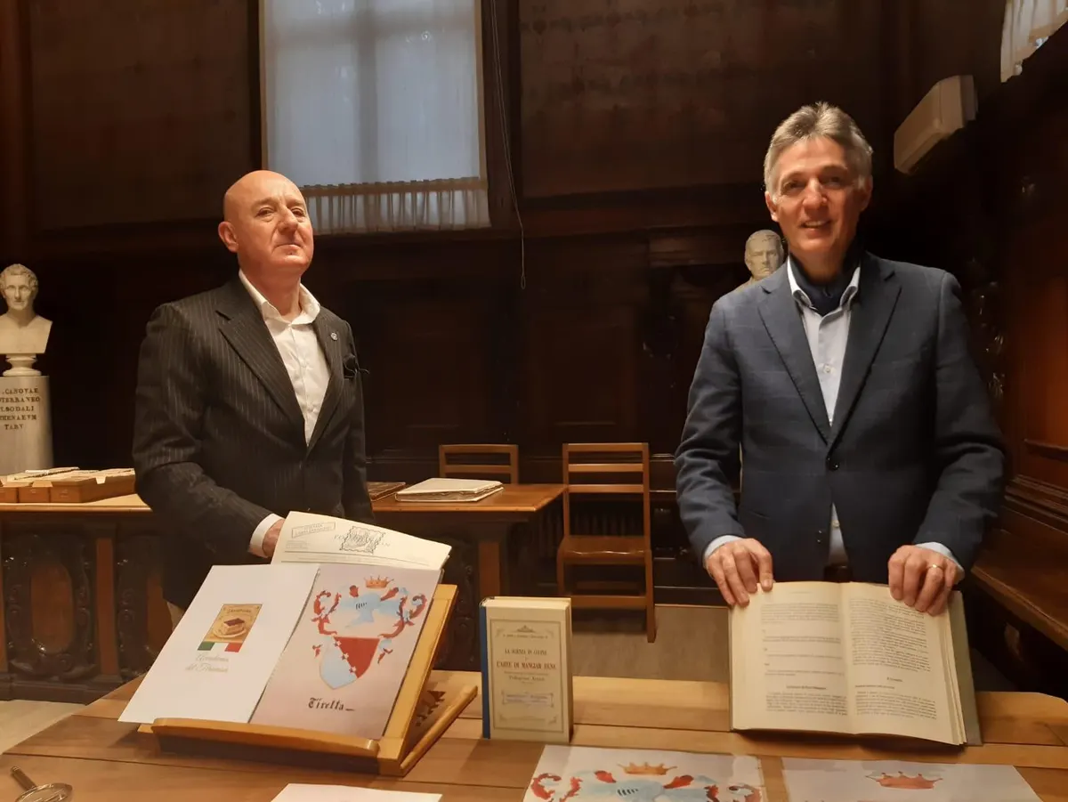 President Tiziano Taffarello interviewed by French television at the Treviso Municipal Library for