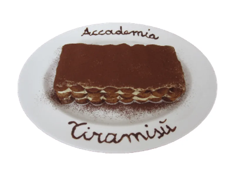 The plate of the Accademia del Tiramisù, a symbol of the history of the dessert of Treviso
